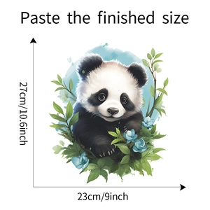 Vue détaillée du sticker mural panda mignon dimensions 23cm x 27cm pour décor de salle de bain
