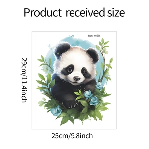 Vue détaillée du sticker mural panda avec dimensions 25cm x 29cm pour décoration maison