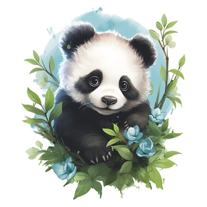 Détail d'un autocollant mural panda mignon avec bambou pour décoration de maison