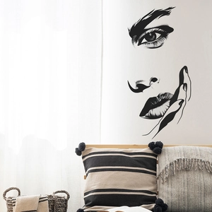 Minimalist Female Face Line Art Wall Sticker Modern Artistic PVC Decorative Wall Decal For Living Room Bedroom Home Decor