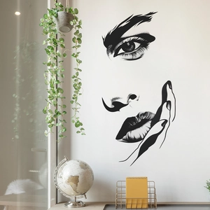 Artistic vinyl wall sticker featuring woman face silhouette for bedroom decor