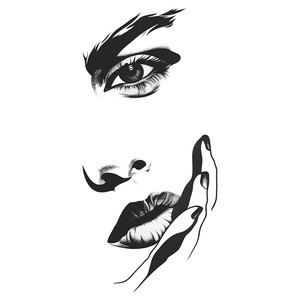 Minimalist black and white female portrait art wall sticker for home decor