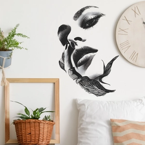 Minimalista Donna Nera Viso Ritratto Adesivo da Parete PVC Autoadesivo Artistica Silhouette Decalcomania Per Camera da Letto Decorazione