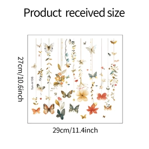 Product received size of butterfly and floral wall stickers 29x27cm layout