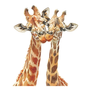 Watercolor cartoon kissing giraffes wall sticker for bedroom living room decor