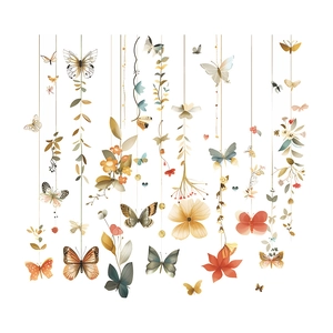 Creative butterfly and flower wall stickers for bathroom and home decoration