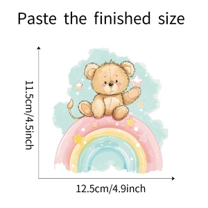 Cartoon rainbow bear wall sticker with dimensional details 12.5cm width and 11.5cm height
