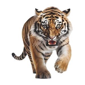 Realistic 3D roaring tiger wall sticker for bathroom toilet decoration on white background