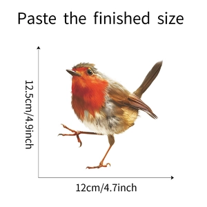 Detailed size view of realistic cartoon bird wall sticker for kids bedroom decoration