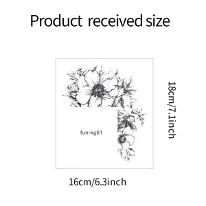 Détail du sticker mural fleur croquis montrant les dimensions du produit 18cm x 16cm