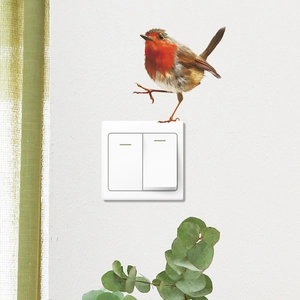 Charming robin bird wall sticker for home decor, perfect for light switches and bedroom walls