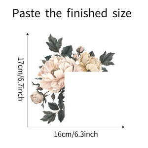 Detaillierte Maßtabelle für Pfingstrosen-Wandtattoo mit Abmessungen von 17x16cm für Deko