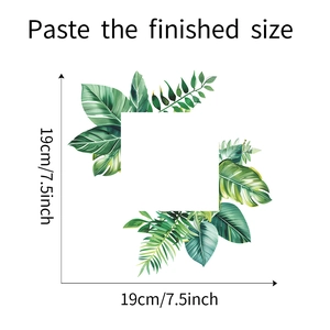 Detail view of tropical plant light switch sticker with dimensions 19x19cm for home decor