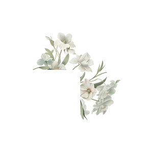 Elegant white lily floral light switch wall sticker with fresh cream blossoms and leaves