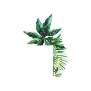 Detailed view of tropical green palm leaf wall decals for home interior decoration