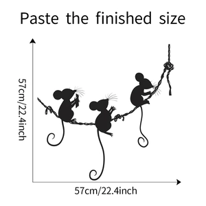 Detail view showing mouse silhouettes wall sticker dimensions 57cm by 57cm on white background