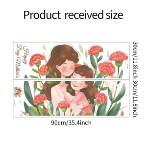 Detail showing two-sheet layout of Mother's Day wall stickers with hug and carnations