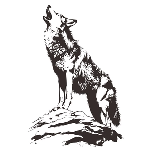 Artistic howling wolf silhouette wall decal for living room and bedroom decoration