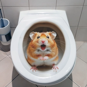 Funny cartoon squirrel wall sticker for toilet decoration with creative animal design