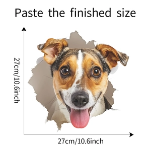 3D Jack Russell puppy wall decal with 27cm size markings for bathroom decor
