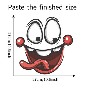 Détails d'un autocollant mural clown rigolo de 27cm avec dimensions pour décoration