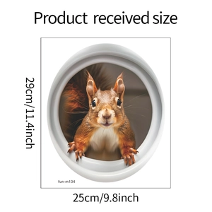 Detail view of squirrel wall sticker showing 25cm x 29cm dimensions and high texture details