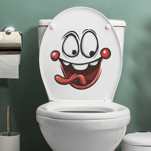 Sticker rigolo pour couvercle de WC avec grands yeux et nez rouge pour la décoration