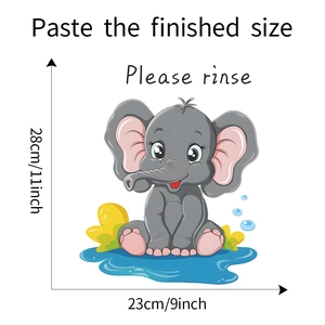 Dettaglio dell'adesivo murale elefante cartoon dimensioni 23x28cm per decoro bagno