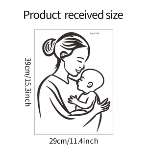 Tableau des tailles du sticker mural mère et bébé mesurant environ 39x29 cm au total
