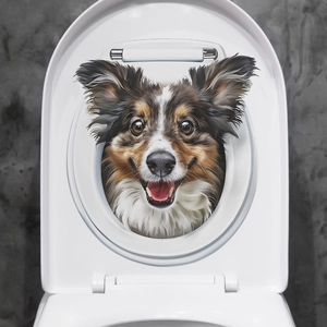 3D cute smiling puppy dog toilet lid decal wall sticker for bathroom home decor