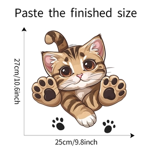 Adesivo murale gatto tigrato cartoon dimensioni 25x27cm per decoro bagno e WC
