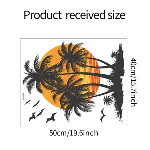 Detail view of tropical palm tree wall decal with dimensions 50cm by 40cm for home decor