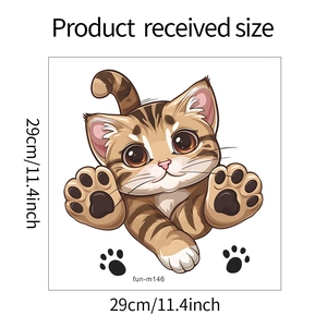 Adesivo murale gatto tigrato a fumetto con dimensioni ricevute di 29cm o 11,4 pollici