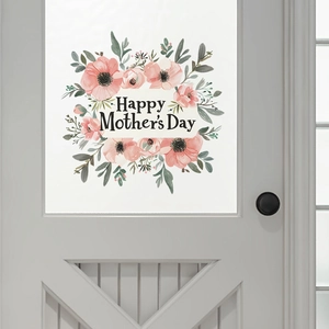 Sticker mural floral Happy Mother's Day avec fleurs roses pour décor de maison