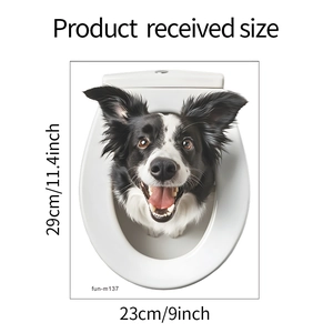 Detailed size specifications for 3D Border Collie dog wall decal measuring 23cm by 29cm