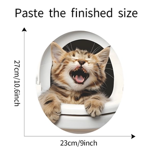 3D orange tabby cat wall sticker dimensions shown as 27cm height and 23cm width