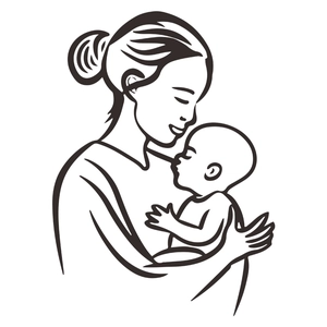 Sticker mural minimaliste silhouette mère et bébé pour décoration de chambre d'enfant