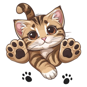 Adesivo gatto dei cartoni animati autoadesivo per decorazione murale del bagno