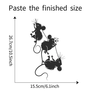 Dimensions détaillées des stickers muraux souris montrant hauteur et largeur