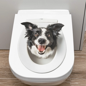 Creative 3D Border Collie dog sticker for toilet lid bathroom home decor