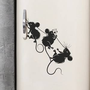 Stickers muraux silhouettes de souris noires avec fromage pour déco de cuisine