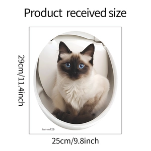 Detailed view of 29x25cm cute cat toilet sticker with blue-eyed ragdoll kitten pattern