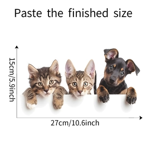 Detail view of the finished size dimensions for the cute puppy and kittens toilet sticker