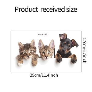 Cartoon dog and cats wall sticker sheet with dimensions 17x29cm for bathroom decor