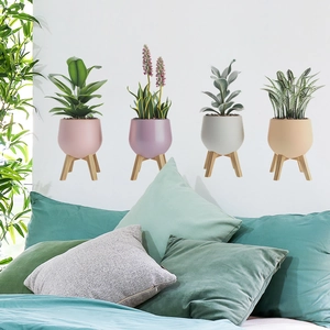 Creative Potted Plant Greenery PVC Wall Stickers Modern Nordic Style 3D Succulent Potted Print Decal For Living Room Home Decor