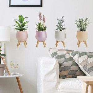 Set of 4 creative 3D potted plant wall stickers in Nordic style for home living room decor