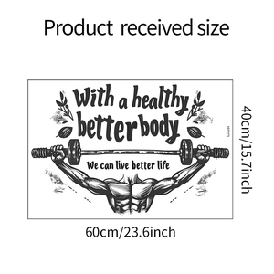 Detailansicht Wandtattoo Fitness mit Gewichtheber-Motiv und Maßen 60x40 cm