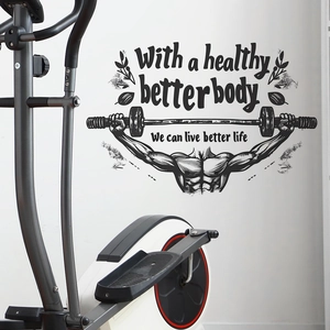 Inspirierender Fitness-Wandaufkleber mit Muskelmann-Silhouette und Lifestyle-Spruch