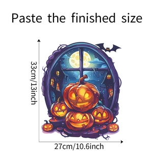 Détail montrant les dimensions du sticker WC citrouille Halloween de 33x27 cm pour décoration
