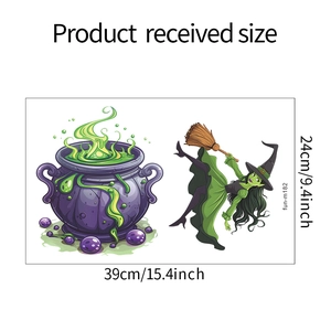 Detailed sheet of Halloween witch and magic potion cauldron stickers with dimensions 39x24cm